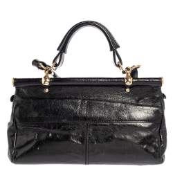 Roberto Cavalli Black Deerskin Leather Top Handle Bag