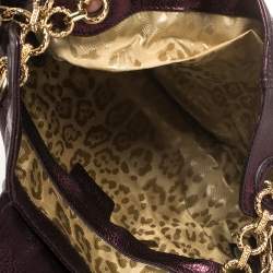 Pre Owned Roberto Cavalli Metallic Purple Pleated Leather Shoulder Bag
