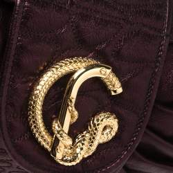 Pre Owned Roberto Cavalli Metallic Purple Pleated Leather Shoulder Bag