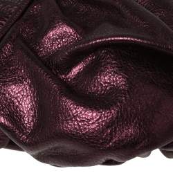 Pre Owned Roberto Cavalli Metallic Purple Pleated Leather Shoulder Bag
