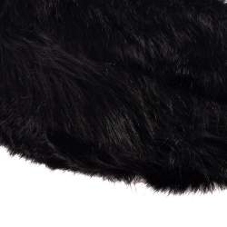 Pre Owned Roberto Cavalli Black Faux Fur and Snakeskin Flap Hobo