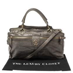 Pre Owned Roberto Cavalli Grey Leather Satchel