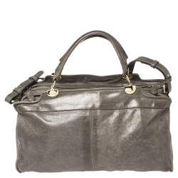 Pre Owned Roberto Cavalli Grey Leather Satchel
