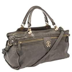 Pre Owned Roberto Cavalli Grey Leather Satchel