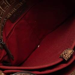 Pre Owned Roberto Cavalli Brown Croc Embossed Leather Messenger Bag