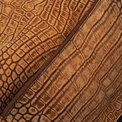 Pre Owned Roberto Cavalli Brown Croc Embossed Leather Messenger Bag