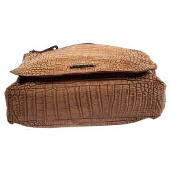 Pre Owned Roberto Cavalli Brown Croc Embossed Leather Messenger Bag
