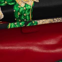 Pre Owned Roberto Cavalli Multicolor Printed Satin Pleated Chain Clutch