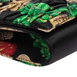 Pre Owned Roberto Cavalli Multicolor Printed Satin Pleated Chain Clutch