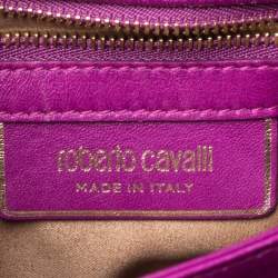 Pre Owned حقيبة كتف روبرتو كافالي سويدي وردي مزينة شراشيب ذات سلسلة