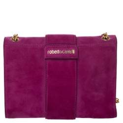 Pre Owned حقيبة كتف روبرتو كافالي سويدي وردي مزينة شراشيب ذات سلسلة