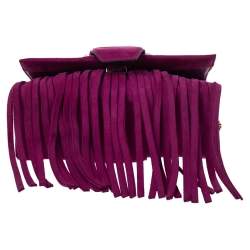 Pre Owned حقيبة كتف روبرتو كافالي سويدي وردي مزينة شراشيب ذات سلسلة