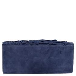 Pre Owned حقيبة كلتش روبرتو كافالي سويدي أزرق بطيات وسلسلة