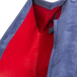 Pre Owned حقيبة كلتش روبرتو كافالي سويدي أزرق بطيات وسلسلة