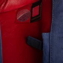 Pre Owned حقيبة كلتش روبرتو كافالي سويدي أزرق بطيات وسلسلة