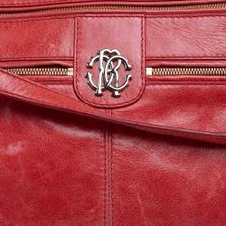 Roberto Cavalli Orange Leather Multiple Pocket Top Handle Bag