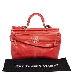 Roberto Cavalli Orange Leather Multiple Pocket Top Handle Bag