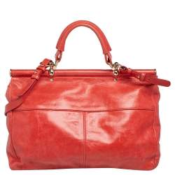 Roberto Cavalli Orange Leather Multiple Pocket Top Handle Bag
