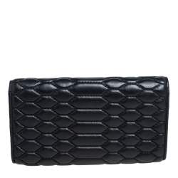 Pre Owned Roberto Cavalli Black Quilted Leather Flap Continental Wallet