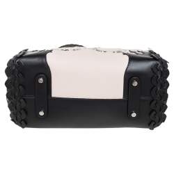 مملوكة مسبقًا Roberto Cavalli Black/Beige Leather and Python Cut Out Flap Tote