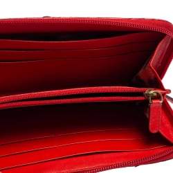 Pre Owned Roberto Cavalli Red Python Zip Around Wallet
