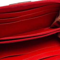 Pre Owned Roberto Cavalli Red Python Zip Around Wallet