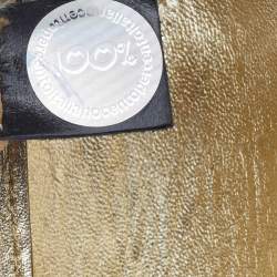 Pre Owned حقيبة يد صغيرة روبرتو كافالي سلسلة جلد لامع ذهبي ميتالك