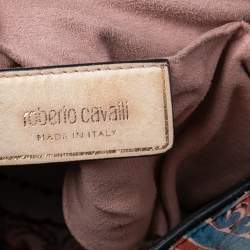Pre Owned Roberto Cavalli Multicolor Graphic Print Leather Convertible Tote