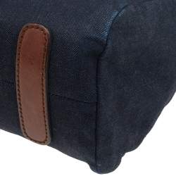 Pre Owned Roberto Cavalli Navy-Blue, Brown Denim And Leather Top Handle Bag