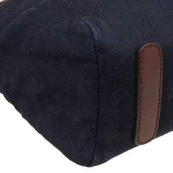 Pre Owned Roberto Cavalli Navy-Blue, Brown Denim And Leather Top Handle Bag