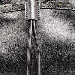 Pre Owned Roberto Cavalli Metallic Grey Drawstring Hobo