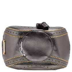 Pre Owned Roberto Cavalli Metallic Grey Drawstring Hobo