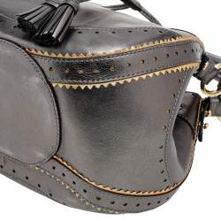 Pre Owned Roberto Cavalli Metallic Grey Drawstring Hobo