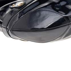 Roberto Cavalli Black Patent Leather Charm Flap Hobo