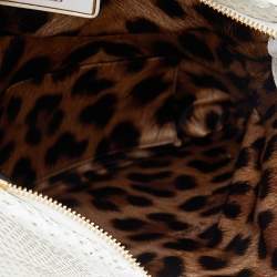 Pre Owned Roberto Cavalli White Python Crystal Fold Over Clutch