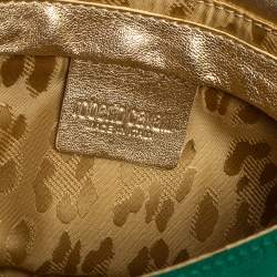 مملوكة مسبقًا Roberto Cavalli Green Satin Serpent Wristlet Clutch