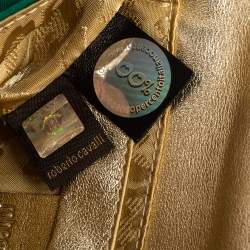 مملوكة مسبقًا Roberto Cavalli Green Satin Serpent Wristlet Clutch