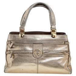 Pre Owned Roberto Cavalli Metallic Gold Leather Tote