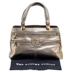 Pre Owned Roberto Cavalli Metallic Gold Leather Tote
