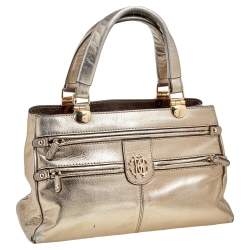 Pre Owned Roberto Cavalli Metallic Gold Leather Tote