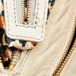 Roberto Cavalli Beige Leather Multiple Pocket Top Handle Bag