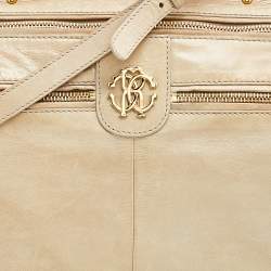 Roberto Cavalli Beige Leather Multiple Pocket Top Handle Bag