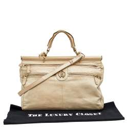Roberto Cavalli Beige Leather Multiple Pocket Top Handle Bag