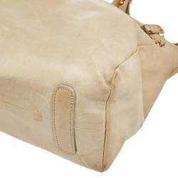 Roberto Cavalli Beige Leather Multiple Pocket Top Handle Bag