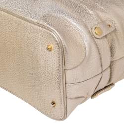 Pre Owned حقيبة يد روبرتو كافالي جلد ذهبي/ كريمي ميتالك