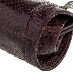 Pre Owned Roberto Cavalli Brown Python Clutch