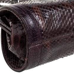 Pre Owned Roberto Cavalli Brown Python Clutch