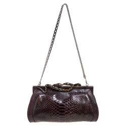 Pre Owned Roberto Cavalli Brown Python Clutch