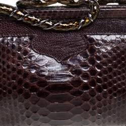 Pre Owned Roberto Cavalli Brown Python Clutch