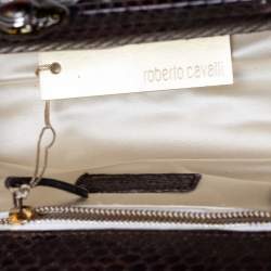 Pre Owned Roberto Cavalli Brown Python Clutch